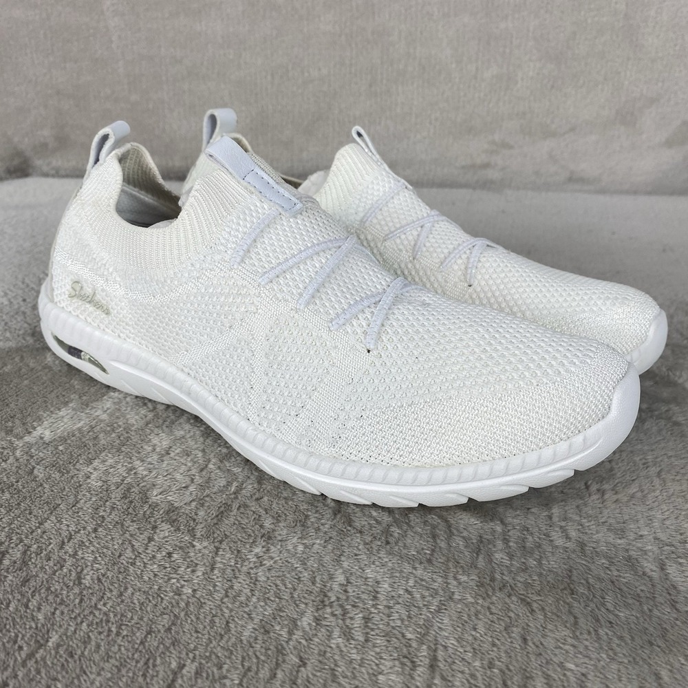 Skechers Arch Fit-Flex Womens Slip On Sneakers Shoes Size 9 White Knit Shoes NEW